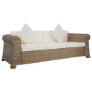 2-Tlg. Sofagarnitur Mit Kissen Natur Rattan