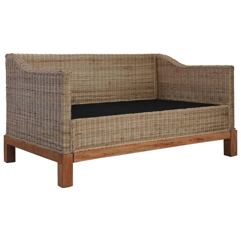 2-Sitzer-Sofa mit Kissen Natürliches Rattan