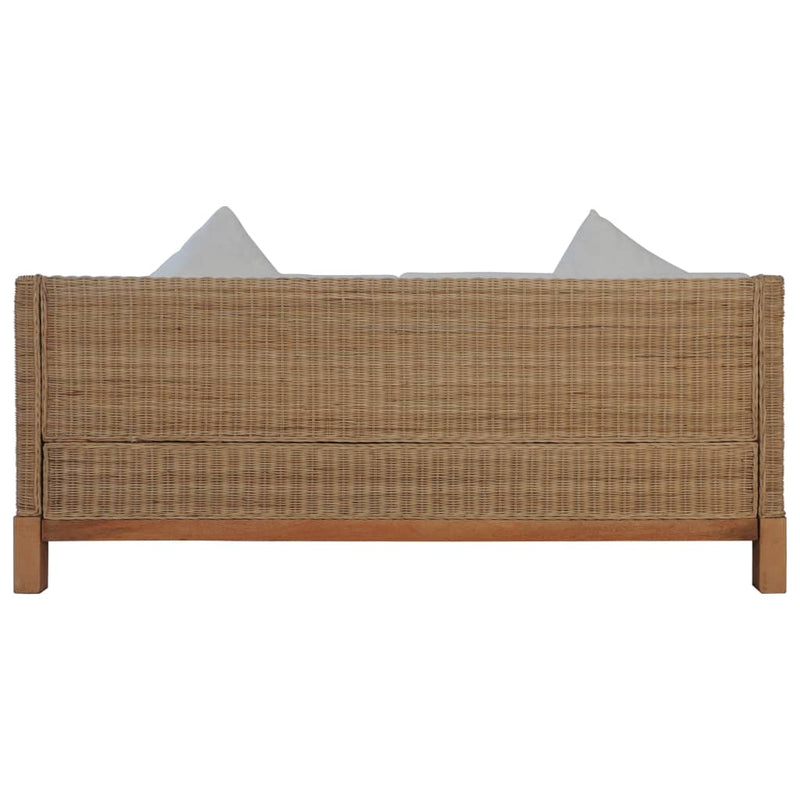 3-Sitzer-Sofa mit Kissen Natürliches Rattan