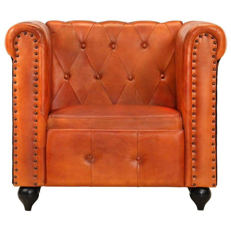 Chesterfield-Sessel Hellbraun Echtleder