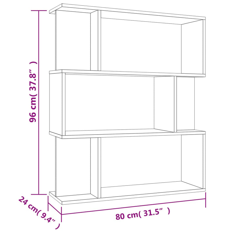 Bücherregal/Raumteiler Betongrau 80x24x96 cm Holzwerkstoff