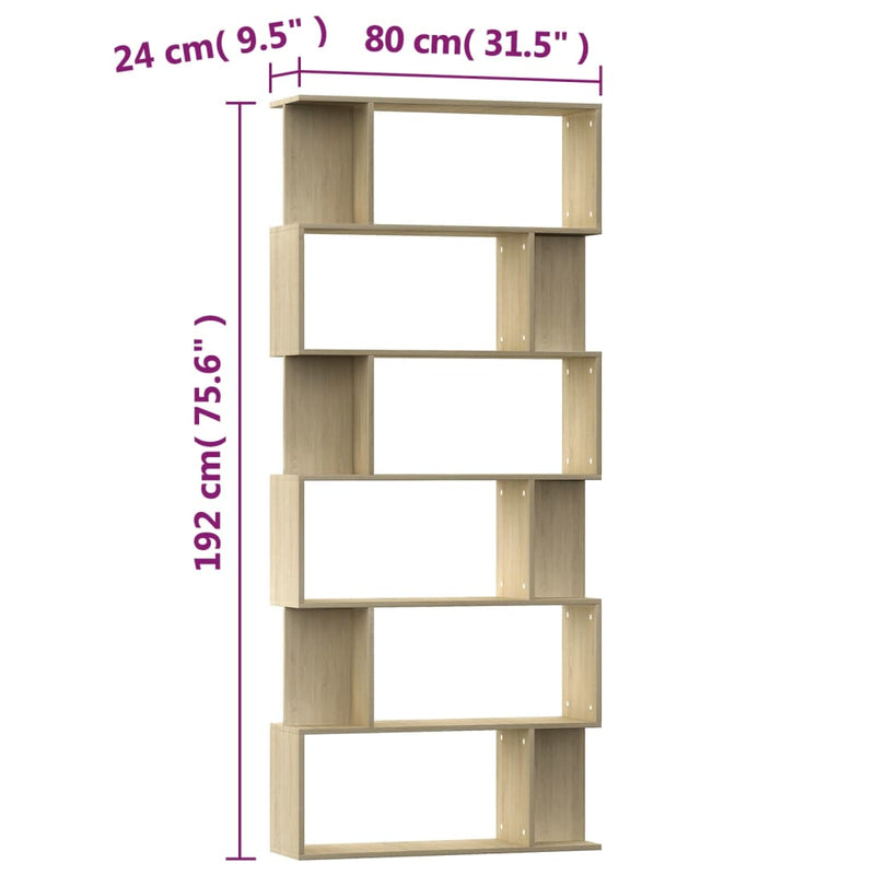 Bücherregal/Raumteiler Sonoma-Eiche 80x24x192 cm Holzwerkstoff