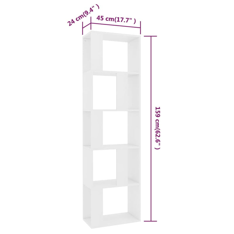Bücherregal/Raumteiler Weiß 45x24x159 cm Holzwerkstoff