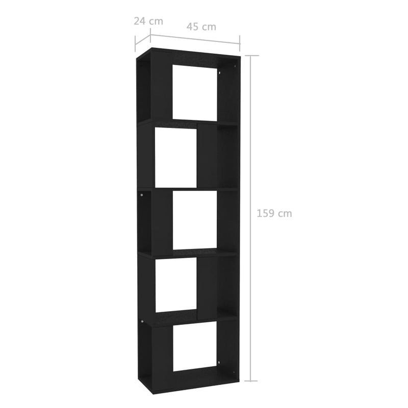 Bücherregal/Raumteiler Schwarz 45x24x159 cm Holzwerkstoff