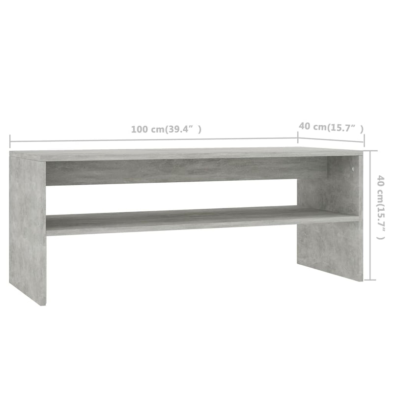 Couchtisch Betongrau 100x40x40 cm Holzwerkstoff