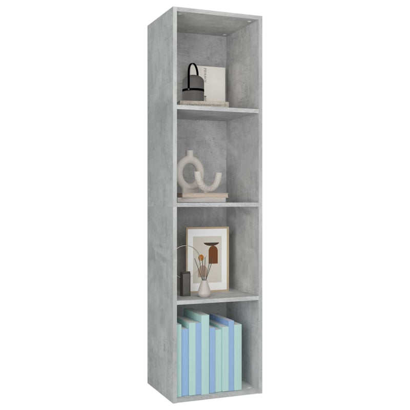 Bücherregal/TV-Schrank Betongrau 36x30x143 cm Holzwerkstoff