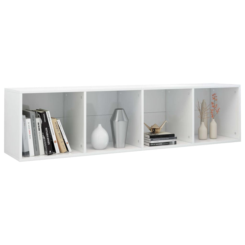 Bücherregal/TV-Schrank Hochglanz-Weiß 36x30x143cm Holzwerkstoff