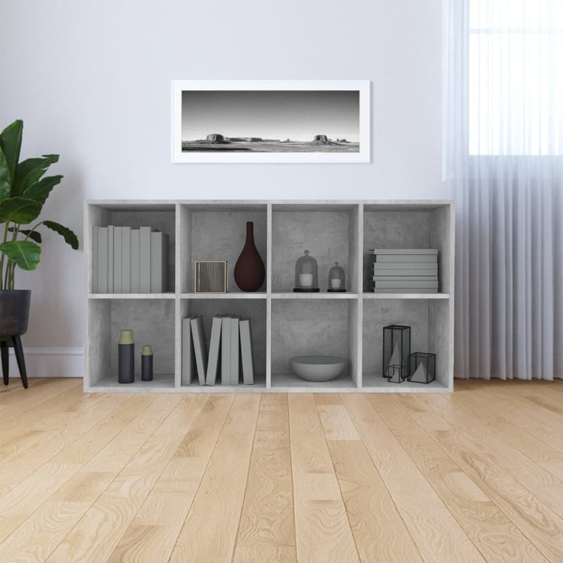 Bücherregal/Sideboard Betongrau 66×30×130 cm Holzwerkstoff