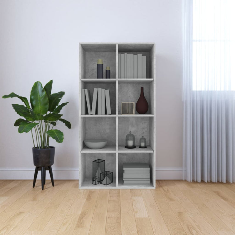 Bücherregal/Sideboard Betongrau 66×30×130 cm Holzwerkstoff