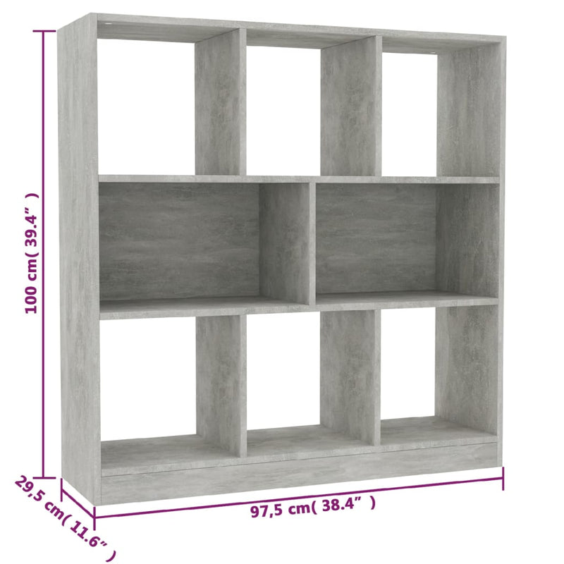 Bücherregal Betongrau 97,5x29,5x100 cm Holzwerkstoff