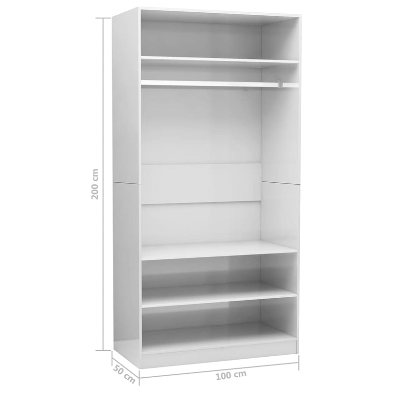 Kleiderschrank Holzwerkstoff Hochglanz-Weiß