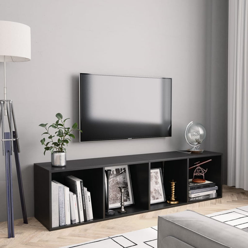 Bücherregal/TV-Schrank Schwarz 143×30×36 cm