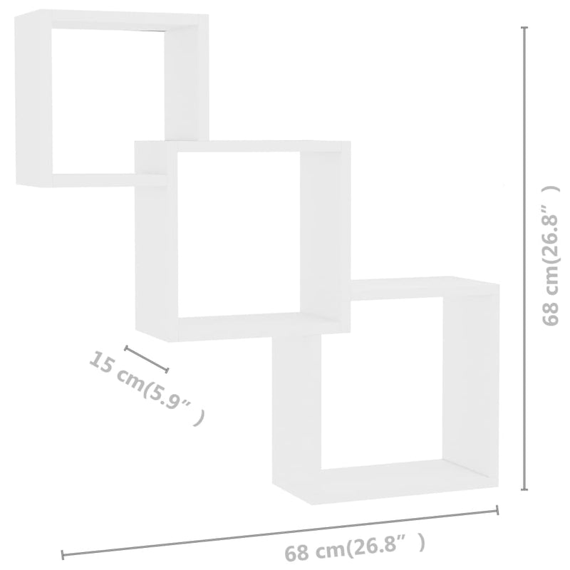 Cube Wandregale Weiß 68x15x68 cm Holzwerkstoff