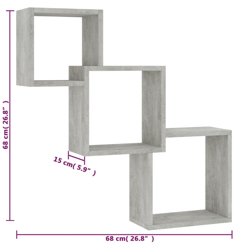 Würfel-Wandregale Betongrau 68x15x68 cm Holzwerkstoff