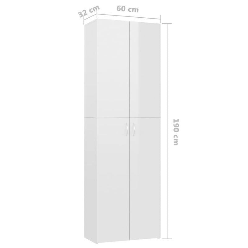 Büroschrank Hochglanz-Weiß 60x32x190 cm Holzwerkstoff