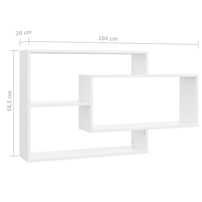 Wandregale Weiß 104x20x58,5 cm Holzwerkstoff