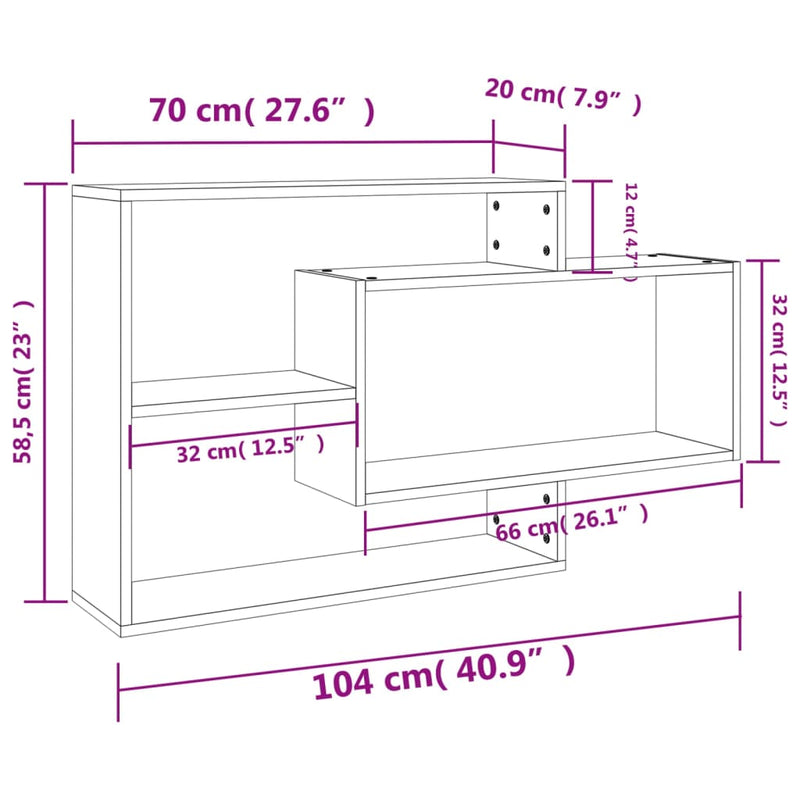 Wandregale Sonoma-Eiche 104x20x58,5 cm Holzwerkstoff