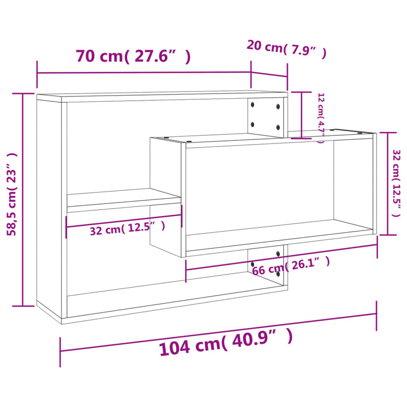 Wandregale Betongrau 104x20x58,5 cm Holzwerkstoff