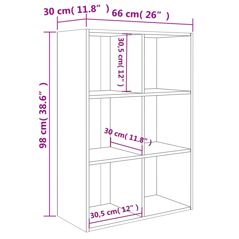 Bücherregal/Sideboard Weiß 66x30x98 cm Holzwerkstoff