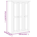 Kleiderschrank 3-Türig 118×50×171,5 Cm Kiefer Panama Serie