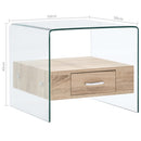Couchtisch Mit Schublade 50X50X45 Cm Hartglas