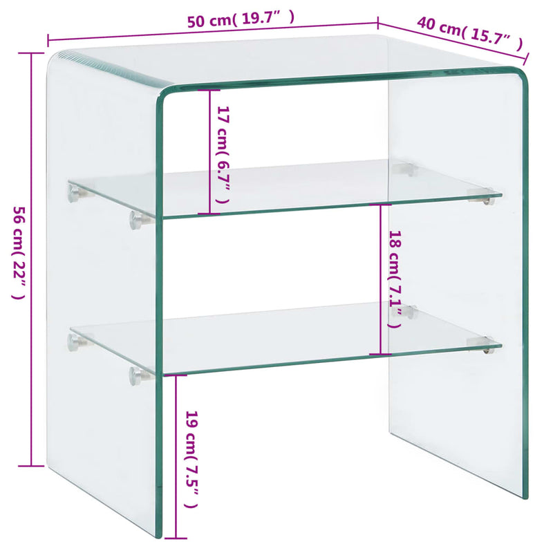 Couchtisch 50x40x56 cm Hartglas