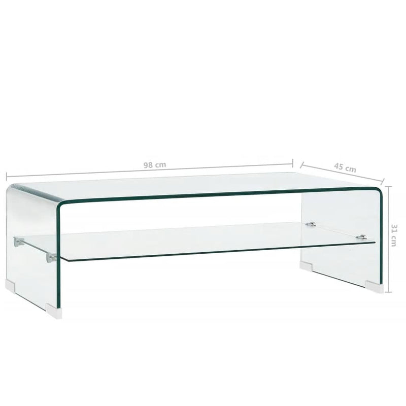 Couchtisch Transparent 98×45×31 cm Hartglas