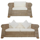 2-Tlg. Sofagarnitur Mit Kissen Natur Rattan
