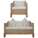 2-Tlg. Sofagarnitur Mit Kissen Natur Rattan