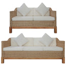 2-Tlg. Sofagarnitur Mit Kissen Natur Rattan