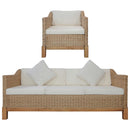 2-Tlg. Sofagarnitur Mit Kissen Natur Rattan