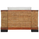 2-Tlg. Sofagarnitur Mit Auflagen Braun Natur Rattan