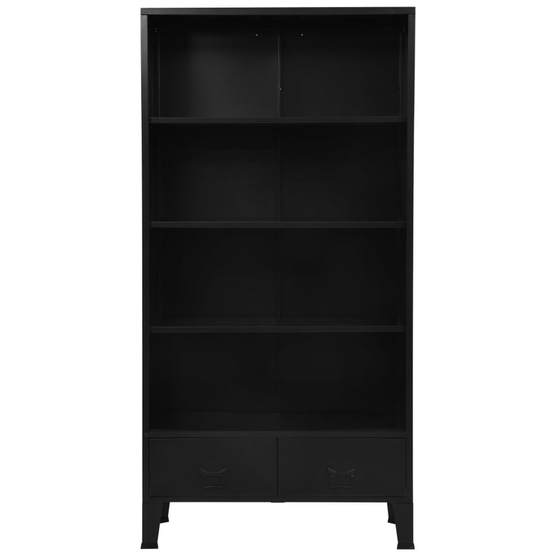 Bücherregal Industrie-Stil Schwarz 90x40x180 cm Stahl