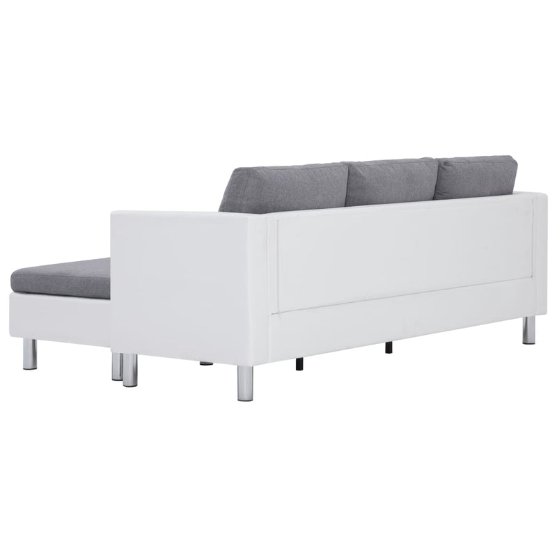 3-Sitzer-Sofa mit Kissen Weiß Kunstleder