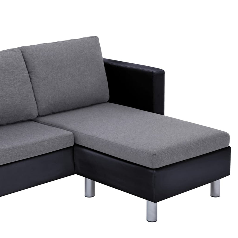 3-Sitzer-Sofa mit Kissen Schwarz Kunstleder