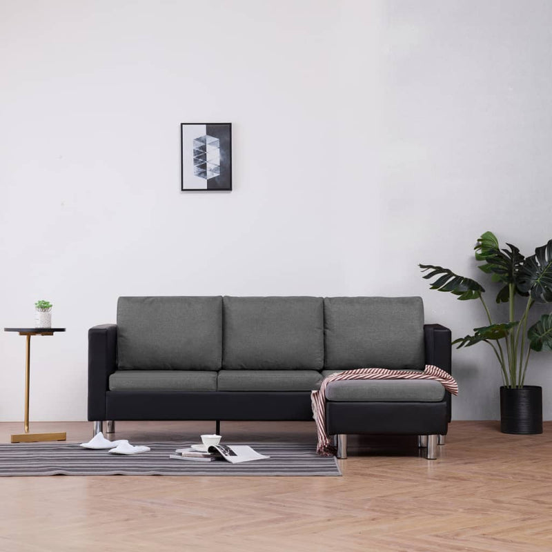 3-Sitzer-Sofa mit Kissen Schwarz Kunstleder