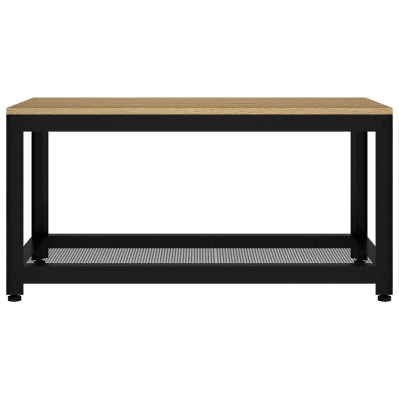 Couchtisch Hellbraun und Schwarz 90x45x45 cm MDF und Eisen