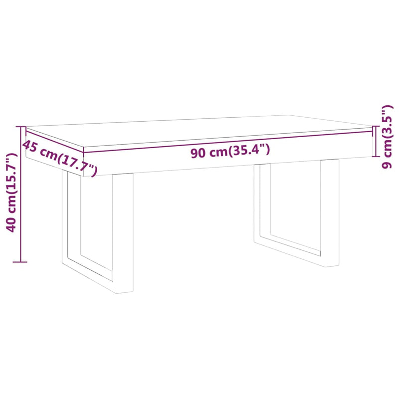 Couchtisch Grau und Schwarz 90x45x40 cm MDF und Eisen