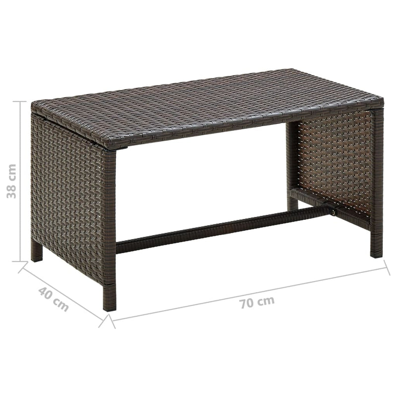 Couchtisch Braun 70x40x38 cm Poly Rattan