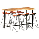 7-Tlg. Bar-Set Altholz Massiv Und Echtleder