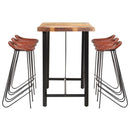 7-Tlg. Bar-Set Altholz Massiv Und Echtleder