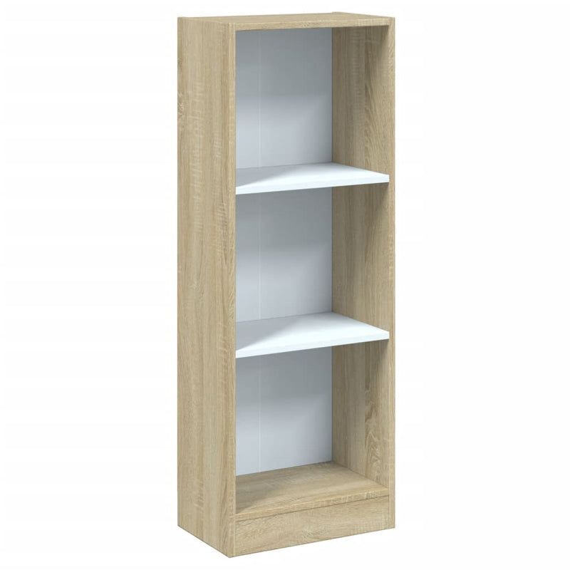 Bücherregal 3 Fächer Weiß und Sonoma 40x24x109 cm Holzwerkstoff