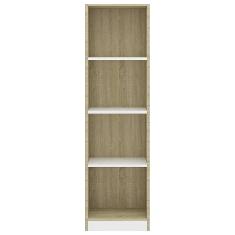 Bücherregal 4 Fächer Weiß Sonoma-Eiche 40x24x142 Holzwerkstoff