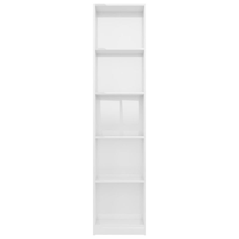 Bücherregal 5 Fächer Hochglanz-Weiß 40x24x175 cm Holzwerkstoff