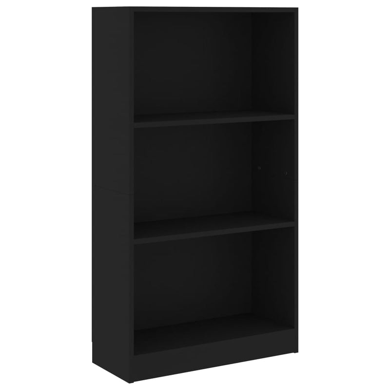 Bücherregal 3 Fächer Schwarz 60x24x109 cm Holzwerkstoff