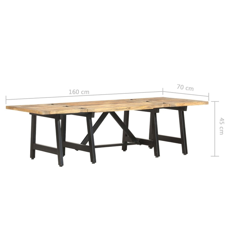 Ausziehbarer Couchtisch 160 x 70 x 45 cm Massivholz Mango