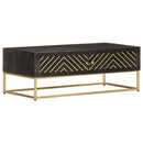 Couchtisch Schwarz Und Golden 90 X 50 X 35 Cm Massivholz Mango