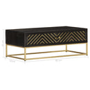 Couchtisch Schwarz Und Golden 90 X 50 X 35 Cm Massivholz Mango