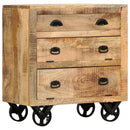 Beistellschrank Mit Rädern Massivholz Mango