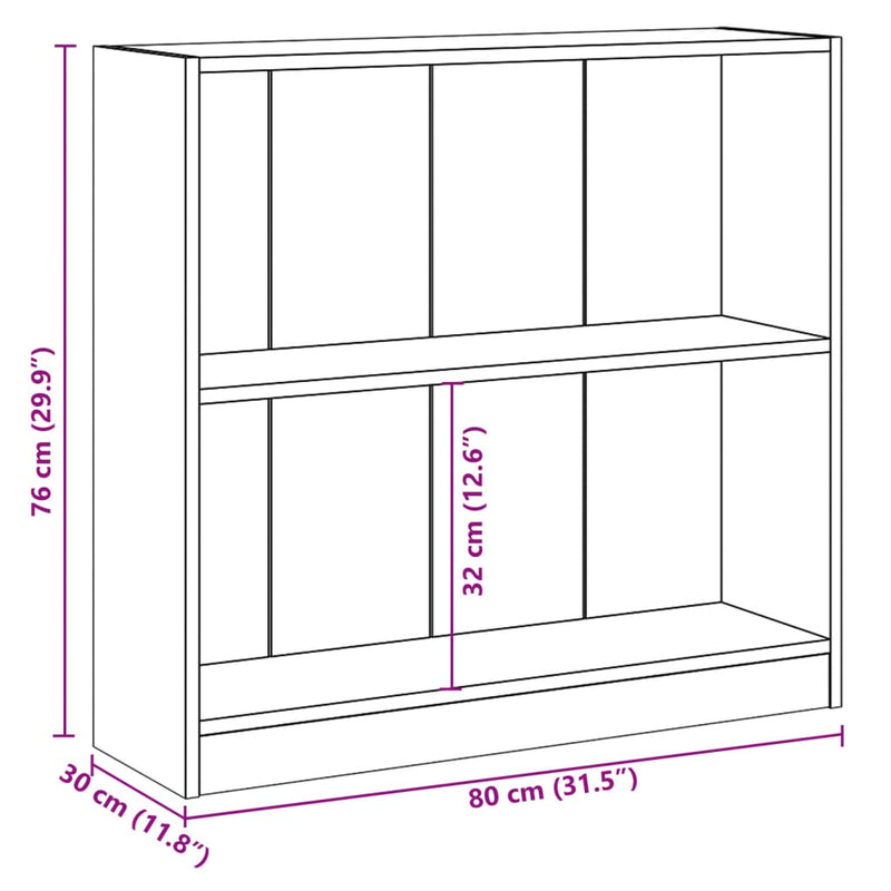 Bücherregal Betongrau 80x24x75 cm Holzwerkstoff